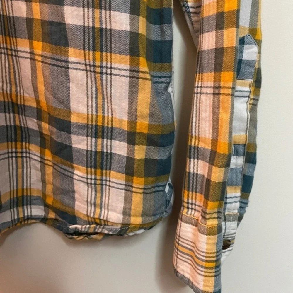 The North Face Mens Plaid‎ Button Down Shirt Yellow Blue Medium